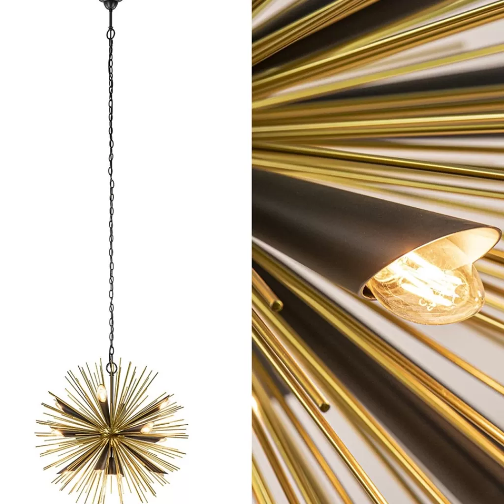 Hanglamp Springfield rond zwart/goud sprieten>Straluma Flash Sale