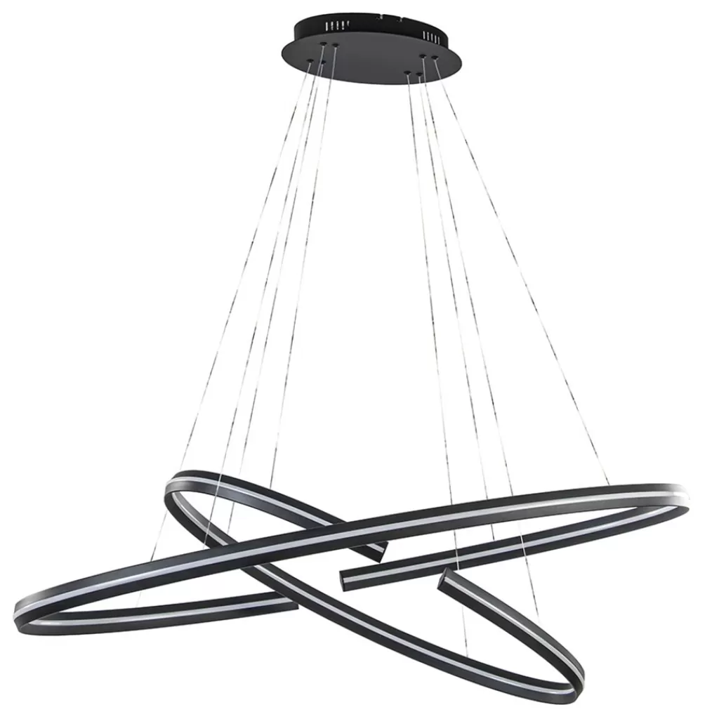 Hanglamp zwart 2x ledband ovaal>Straluma Best