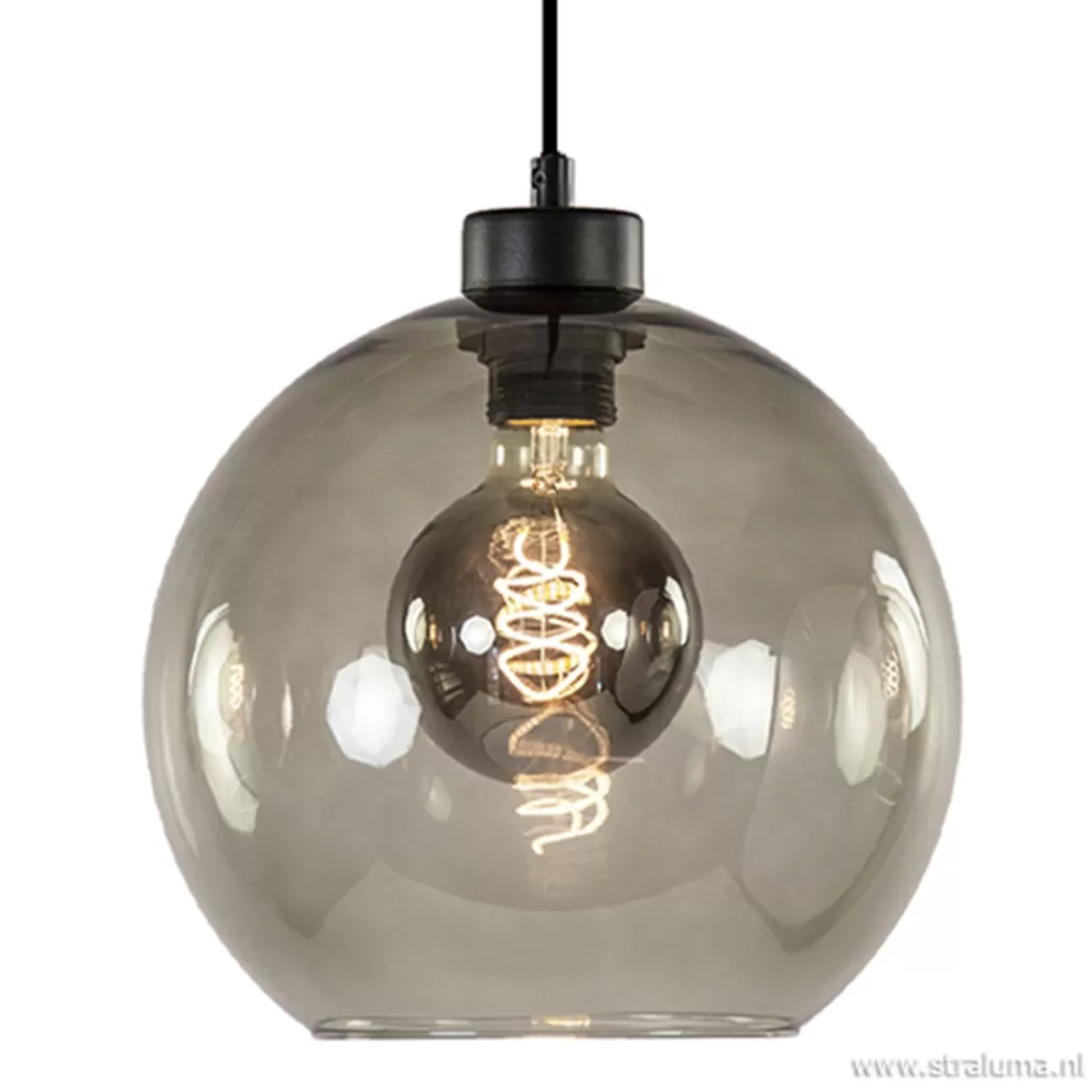 Hanglamp zwart met smoke glas 25cm>Straluma Best