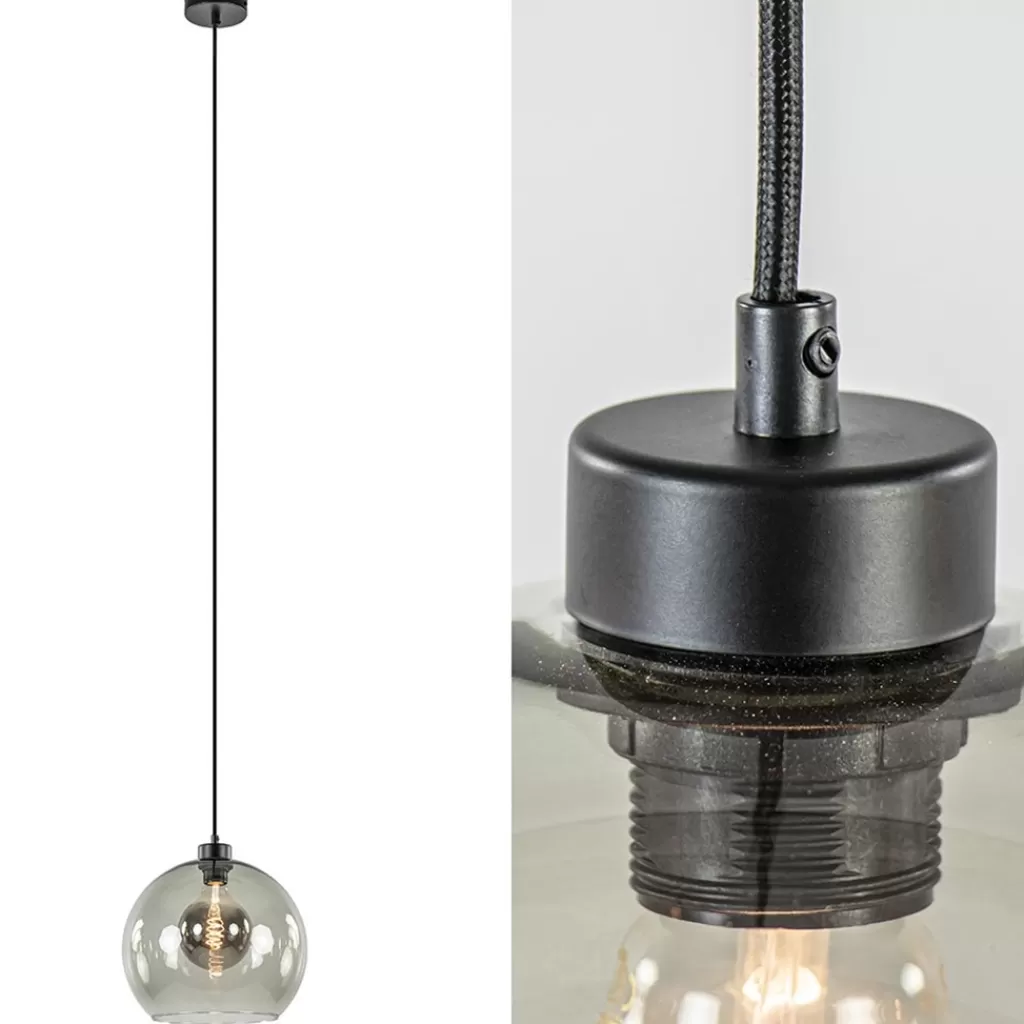 Hanglamp zwart met smoke glas 30cm>Straluma Outlet