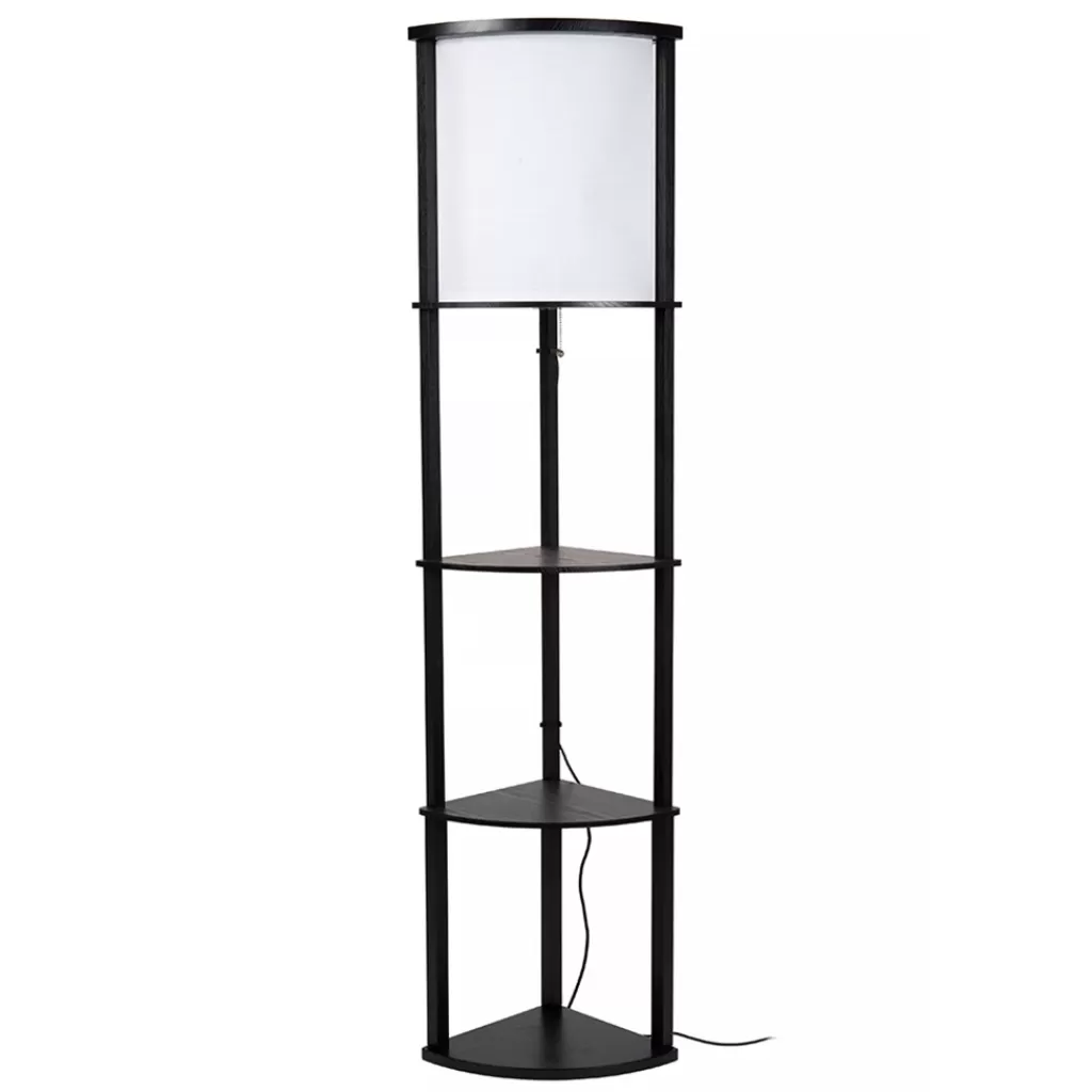 Houten vloerlamp zwart met beige kap>Straluma Cheap