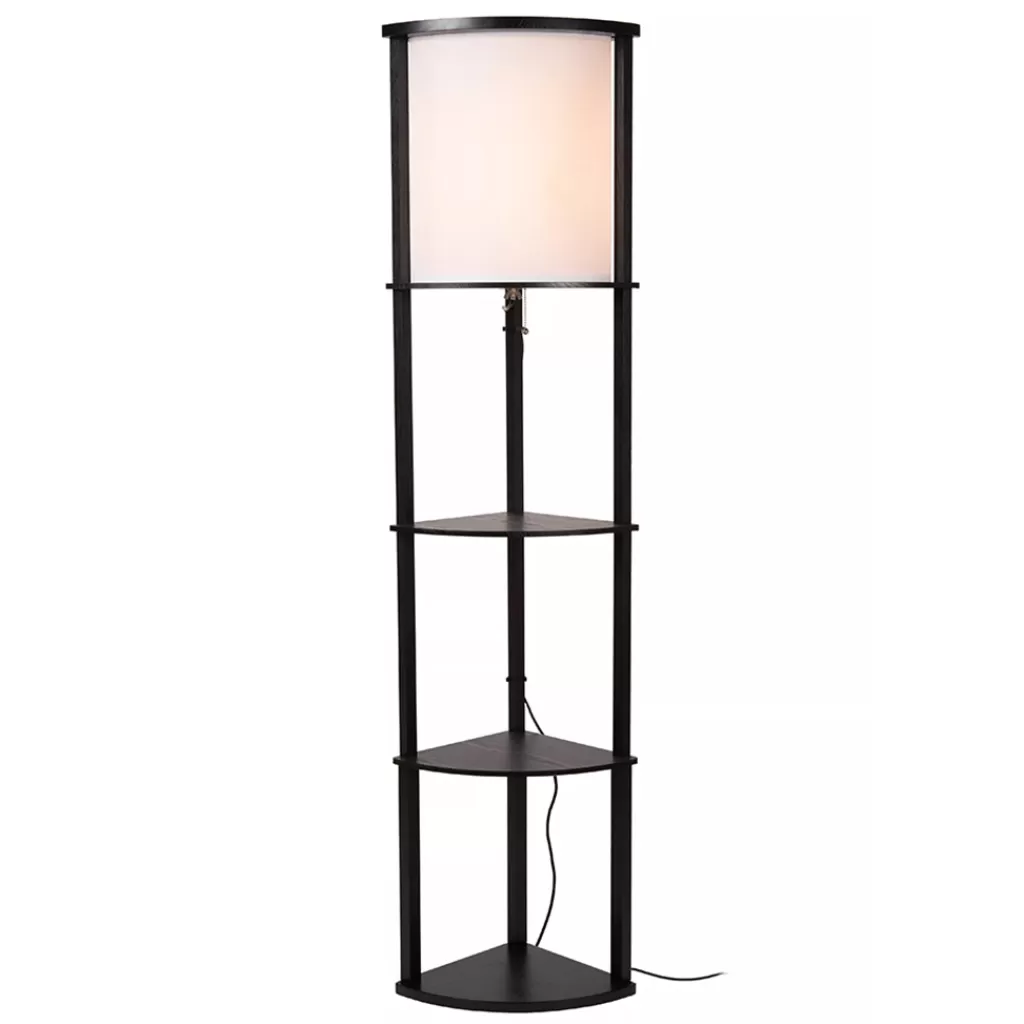 Houten vloerlamp zwart met beige kap>Straluma Cheap