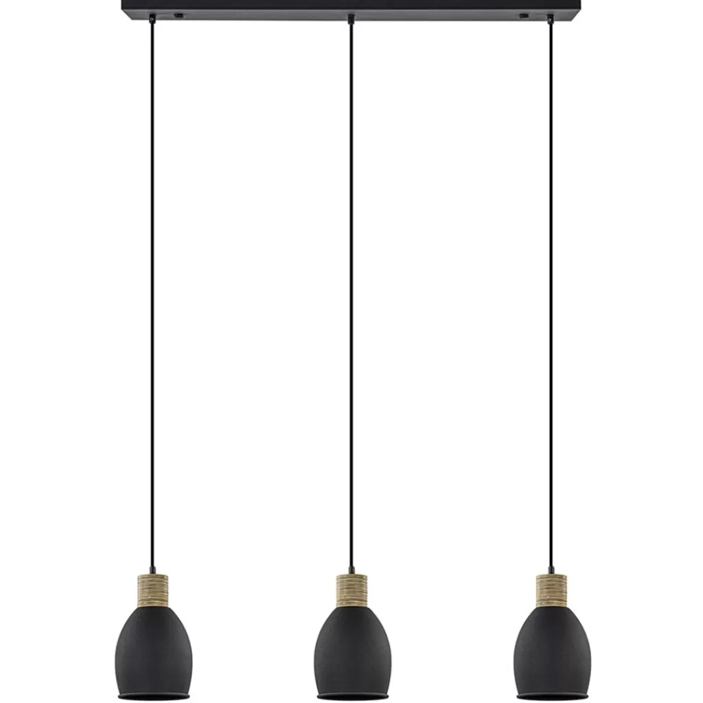 Industrieel landelijke hanglamp 3-lichts zwart met hout>Straluma Cheap