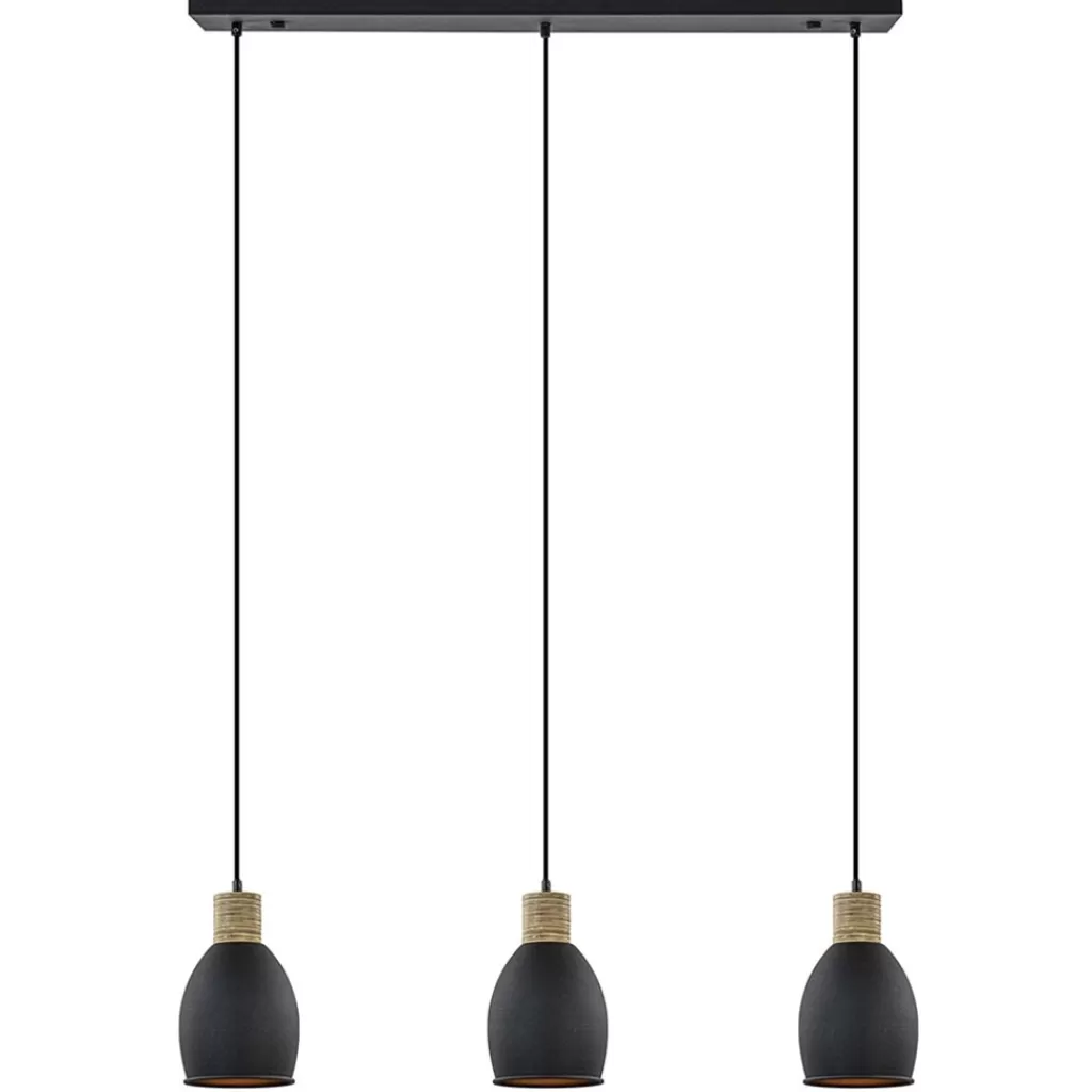 Industrieel landelijke hanglamp 3-lichts zwart met hout>Straluma Cheap