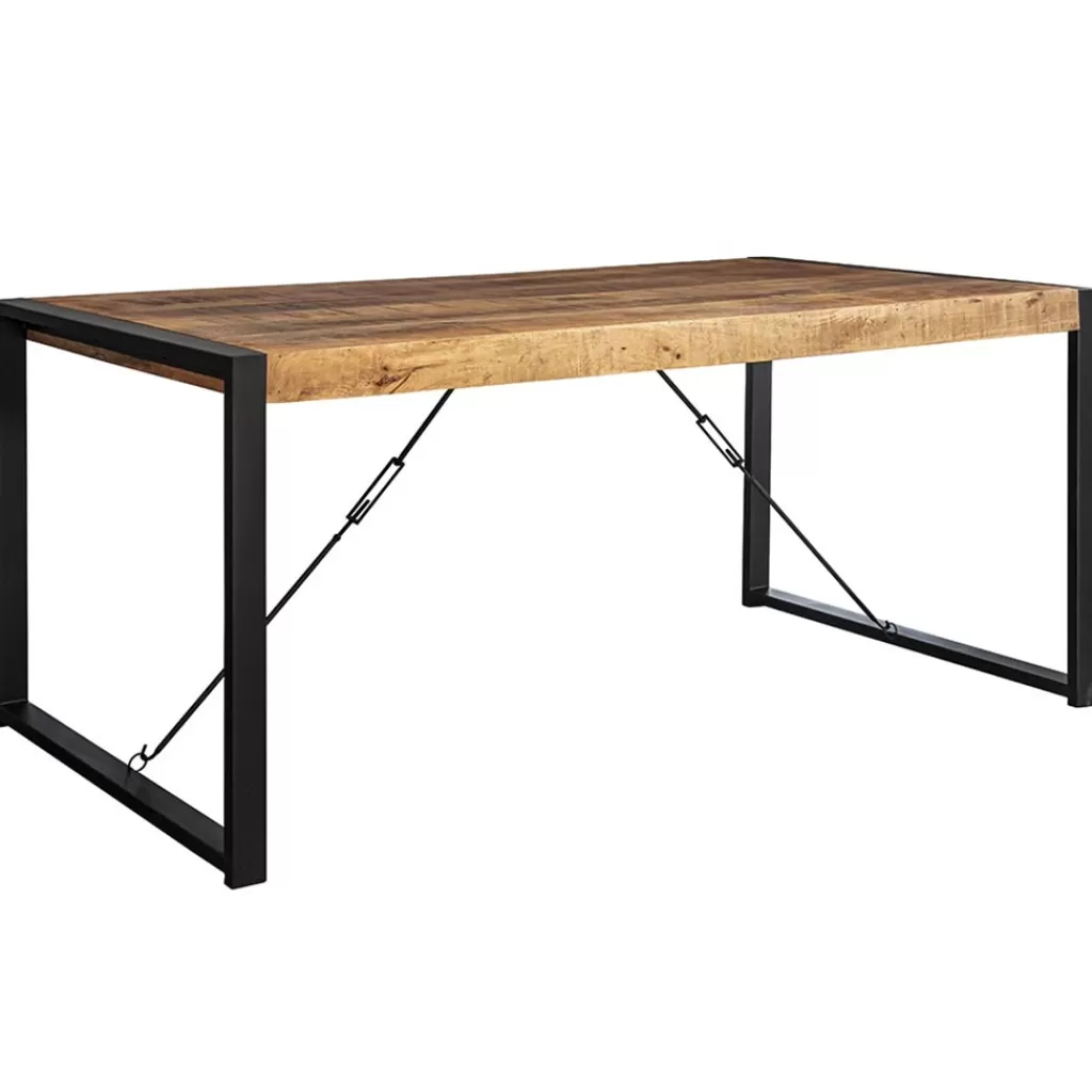 Industriële eettafel mangohout met zwart 160x90 cm>Straluma Discount