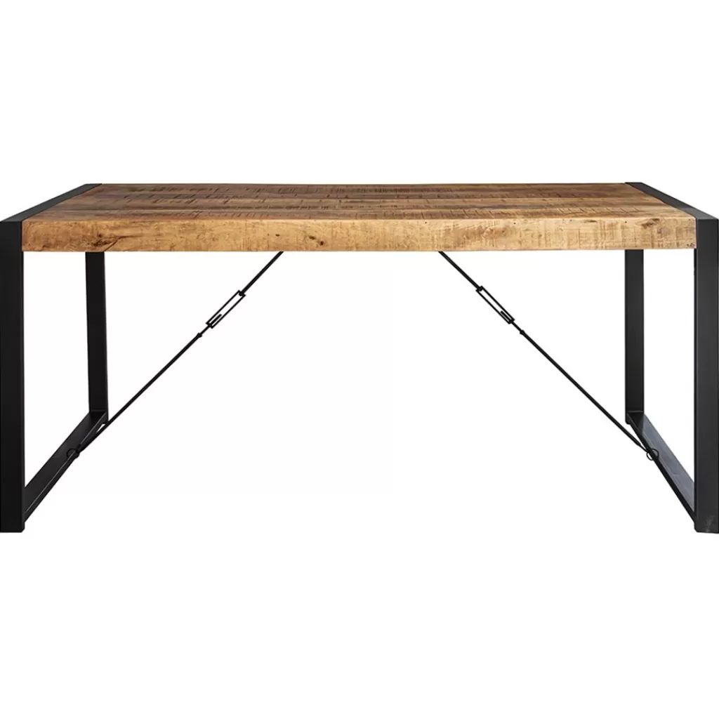 Industriële eettafel mangohout met zwart 160x90 cm>Straluma Discount