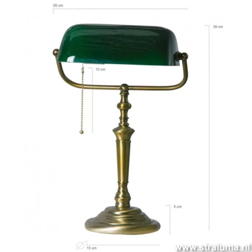 Klassieke bankierslamp groen met Brons>Straluma New