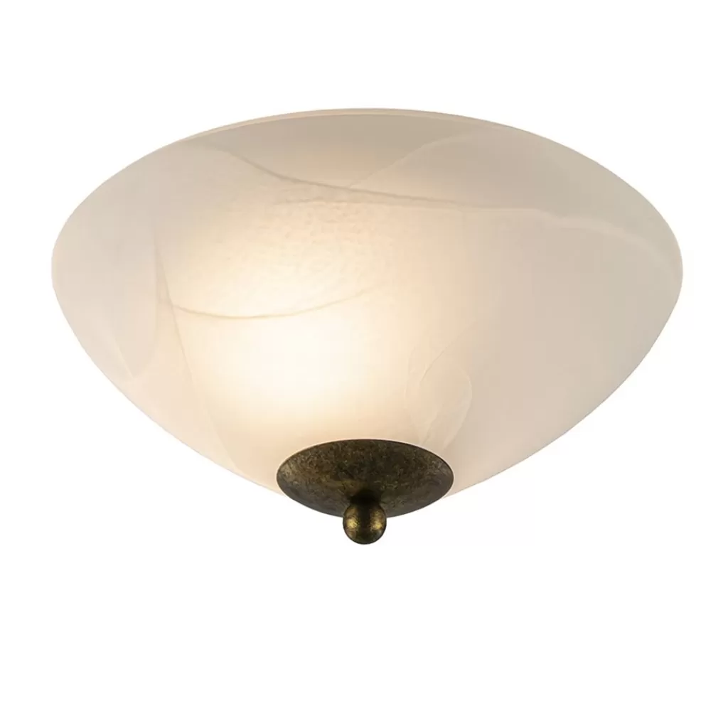 Klassieke plafondlamp gevlamd glas met brons 30 cm>Straluma Discount