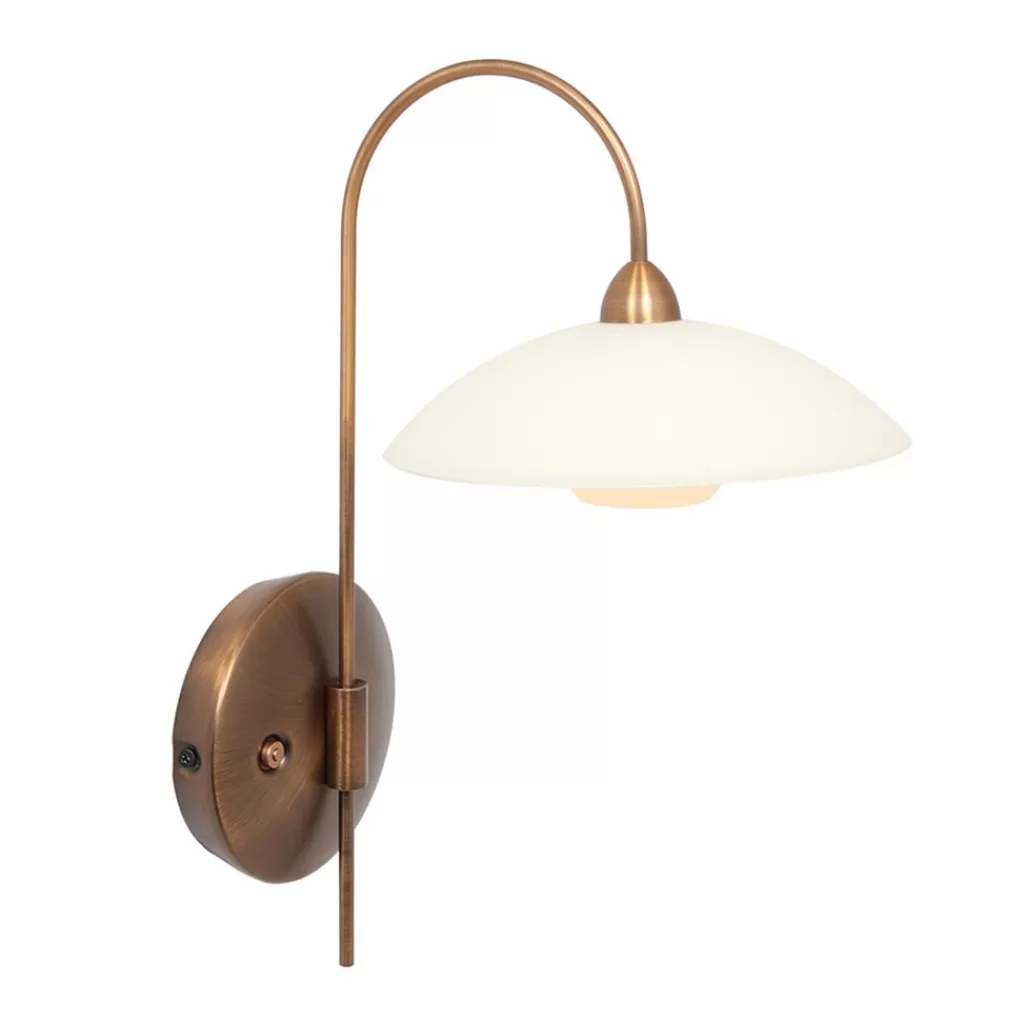 Klassieke wandlamp brons met creme glas incl LED>Straluma Store