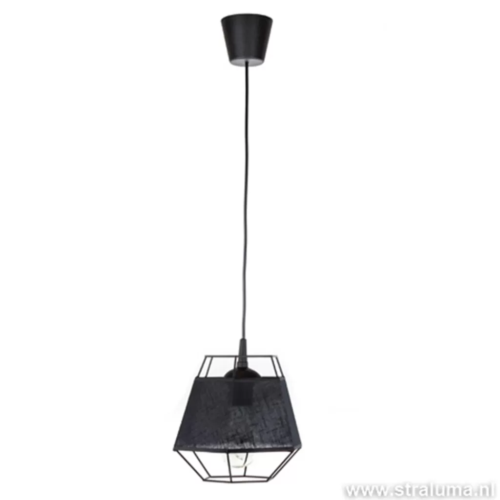 Kleine hanglamp draad zwart met stof>Straluma Online