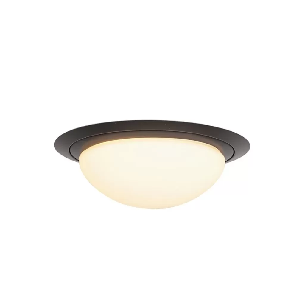 Kleine LED plafondlamp zwart met wit glas IP44>Straluma Cheap