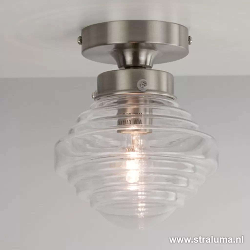 Kleine stalen plafondlamp glas helder>Straluma Sale