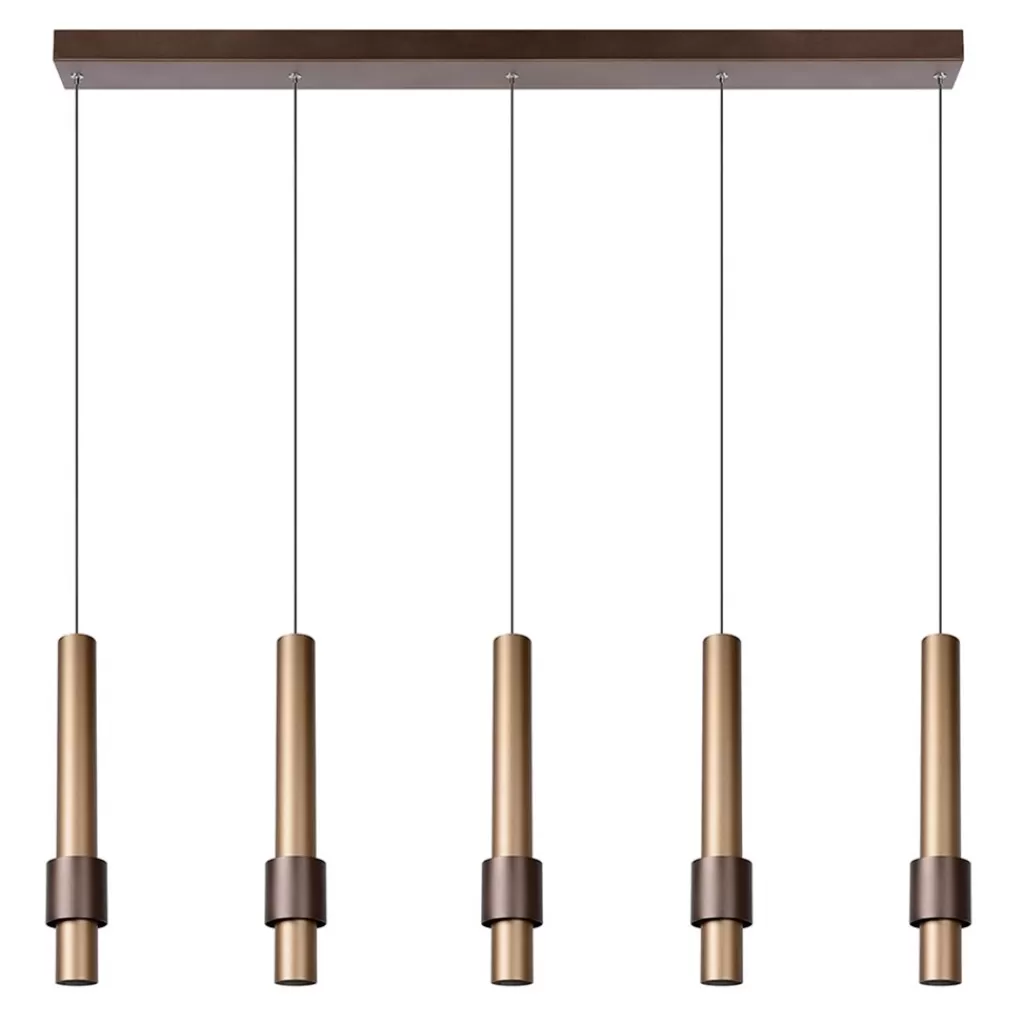 Landelijke 5-lichts LED hanglamp cilinders bruin>Straluma Flash Sale