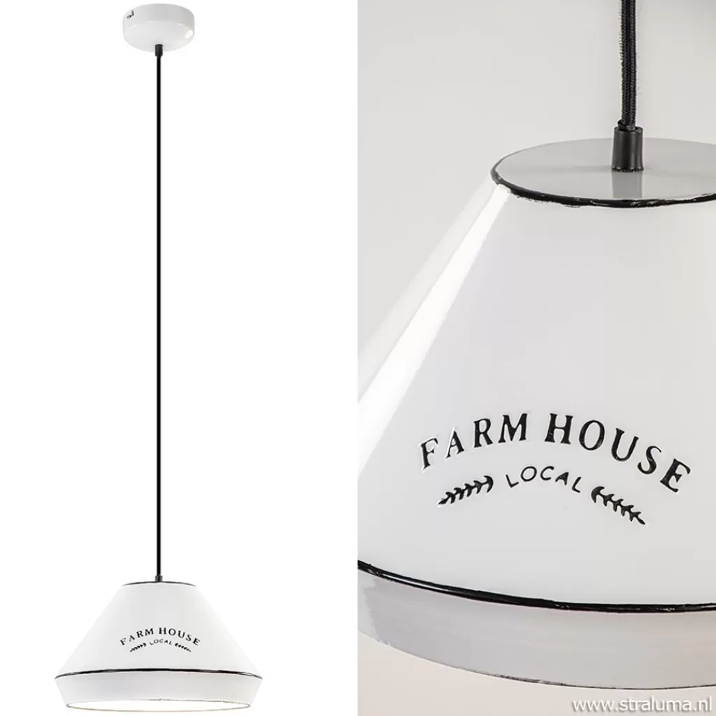 Landelijke hanglamp farm house wit met zwart Ø32 cm>Straluma Outlet