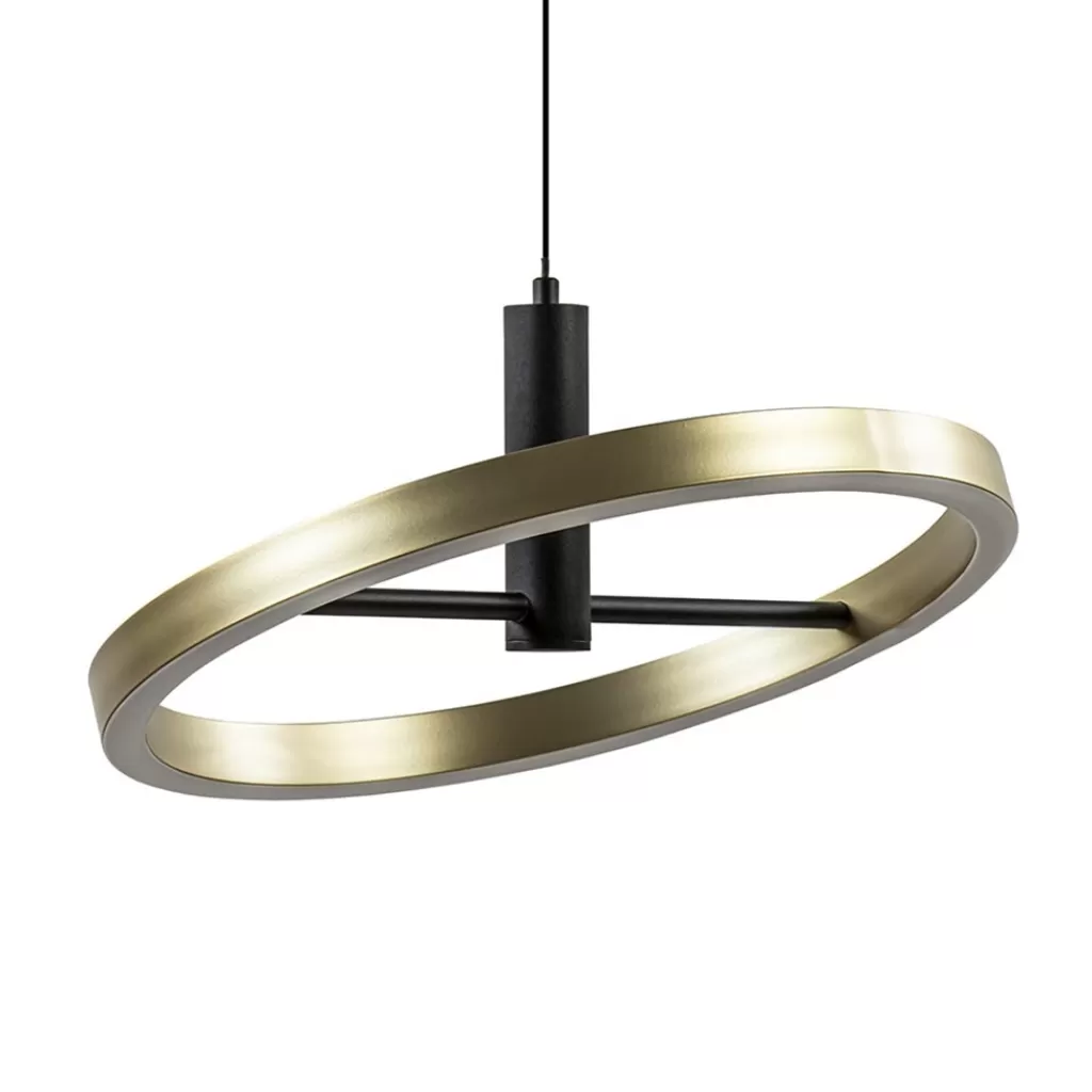 LED hanglamp Circle zwart/goud 3-standen dimbaar>Straluma Store