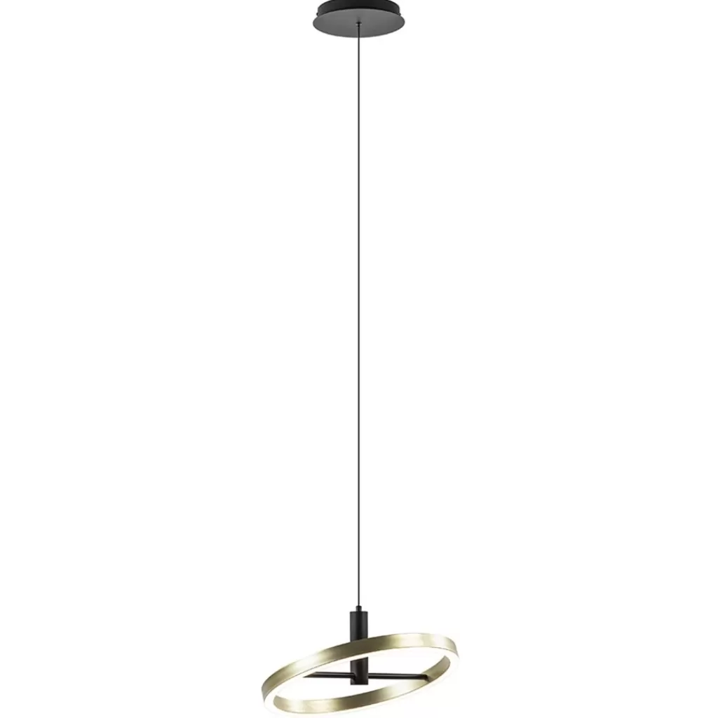 LED hanglamp Circle zwart/goud 3-standen dimbaar>Straluma Store