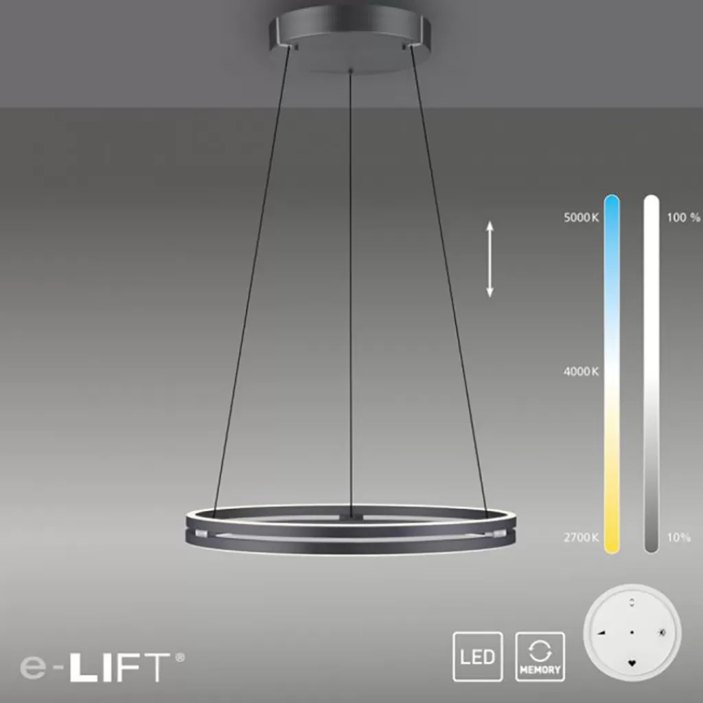 LED hanglamp grijs met E-Lift functie>Straluma Fashion