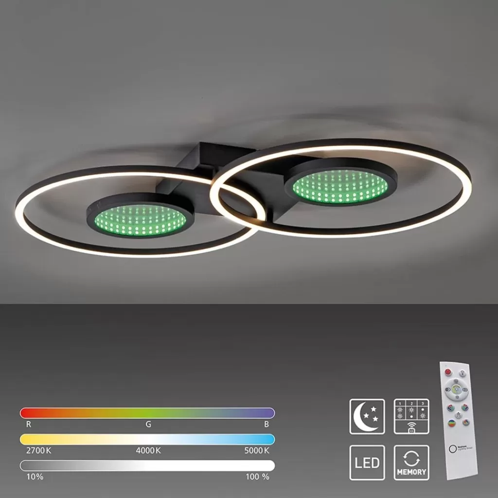 LED plafondlamp zwart ringen met RGB en memory>Straluma Online