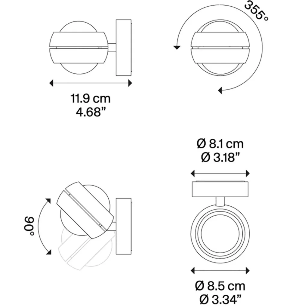 LED wandlamp up+down Nautilus Mini zwart verstelbaar>Straluma Cheap