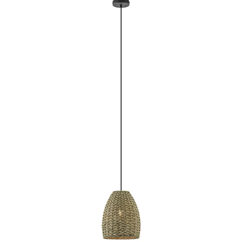 Mat zwarte hanglamp met touw>Straluma Discount