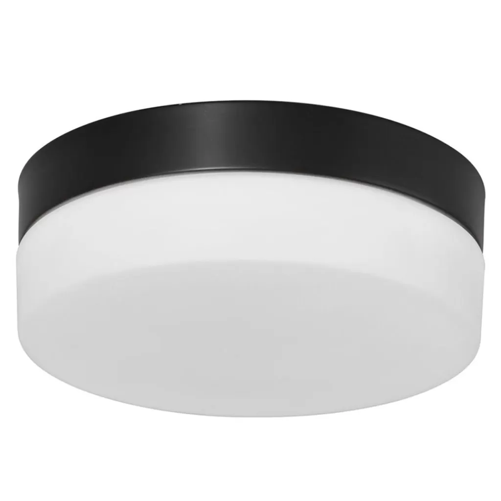 Mat zwarte LED plafondlamp met wit glas IP44 dimbaar>Straluma Hot