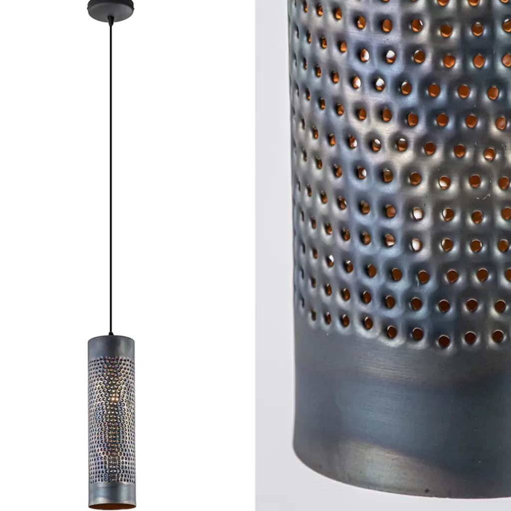 Metalen hanglamp cilinder bruin gevlamd>Straluma Discount