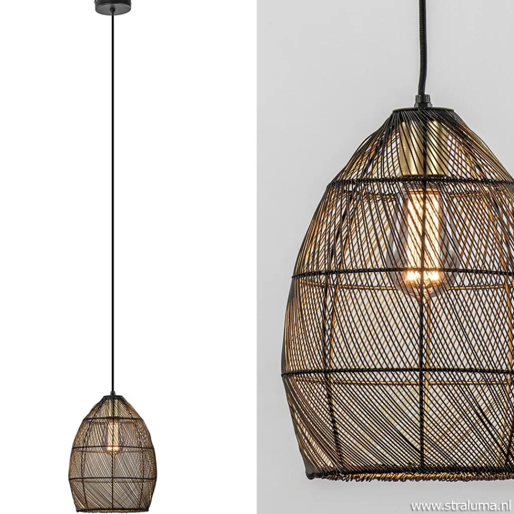 Moderne draad hanglamp Meya zwart met goud>Straluma Best