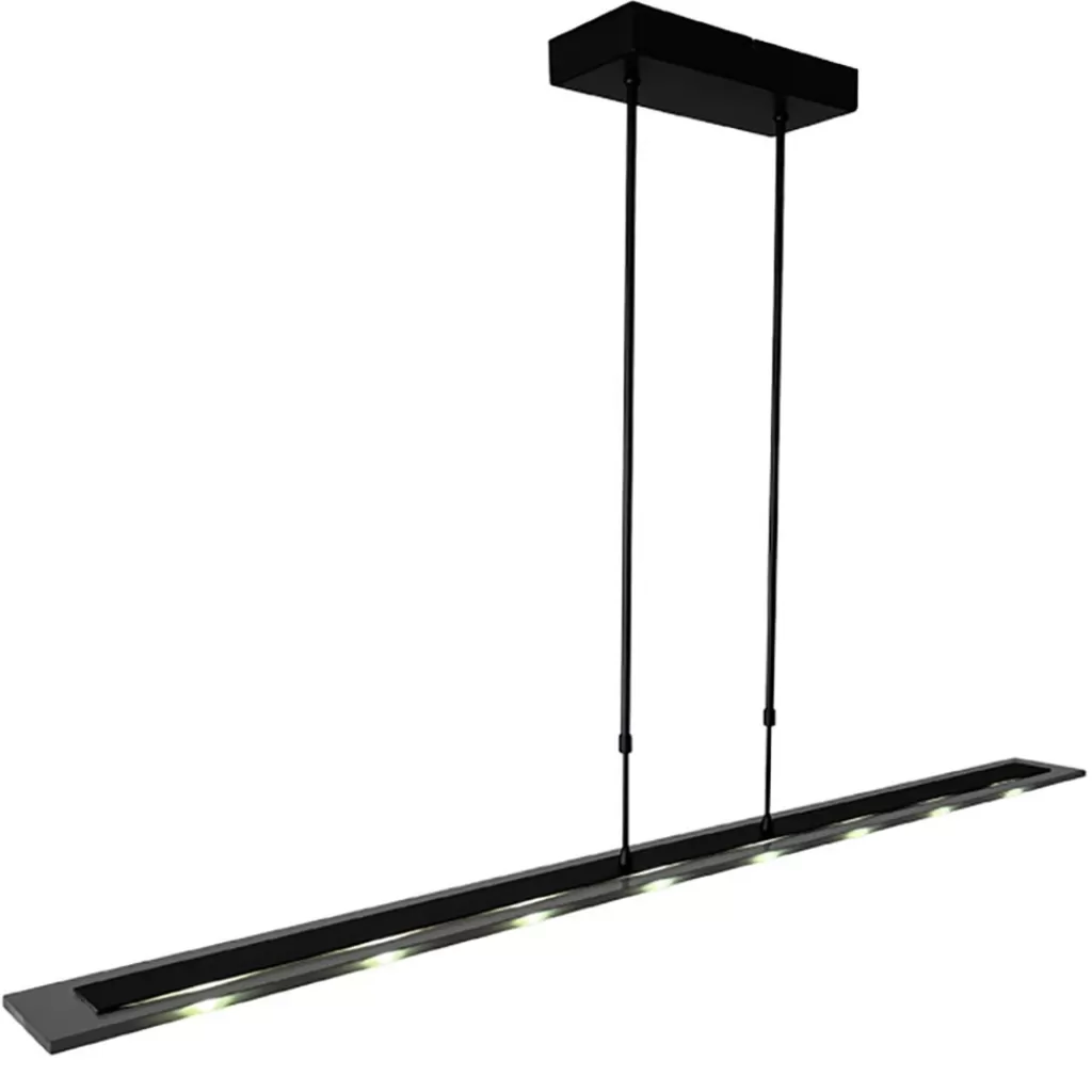 Moderne LED hanglamp balk mat zwart met smoke glas>Straluma Best Sale