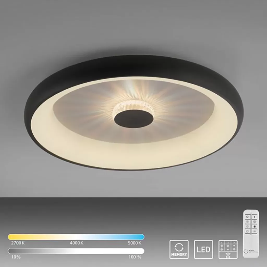 Moderne LED plafondlamp met kristaleffect zwart>Straluma Store