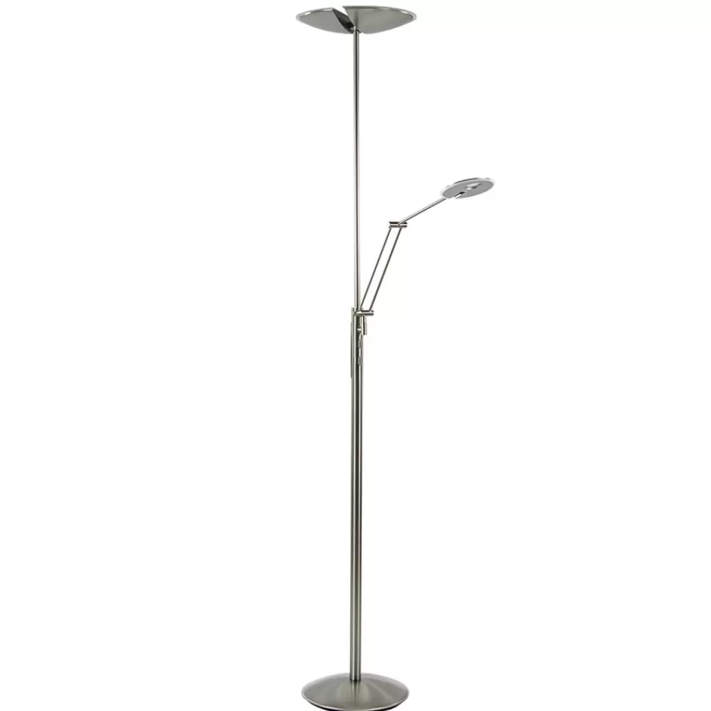 Moderne LED vloerlamp nikkel met uplighter en leeslamp>Straluma Flash Sale