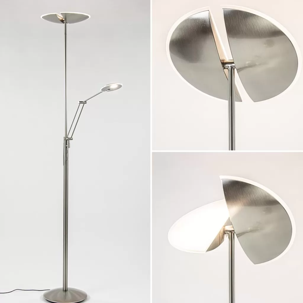 Moderne LED vloerlamp nikkel met uplighter en leeslamp>Straluma Flash Sale