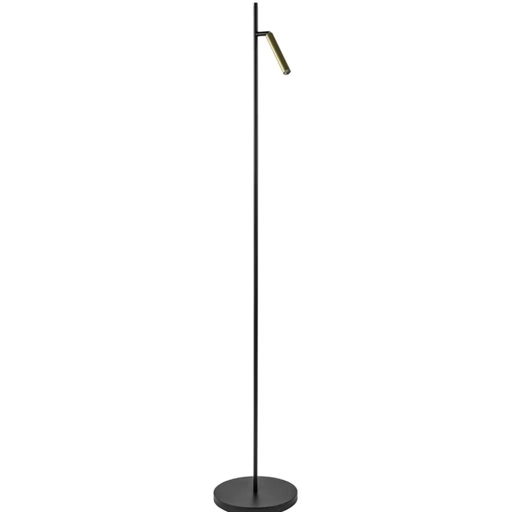 Moderne LED vloerlamp zwart met gouden spot>Straluma Sale