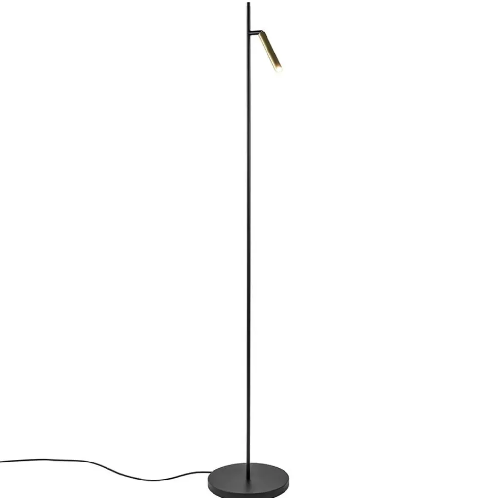 Moderne LED vloerlamp zwart met gouden spot>Straluma Sale