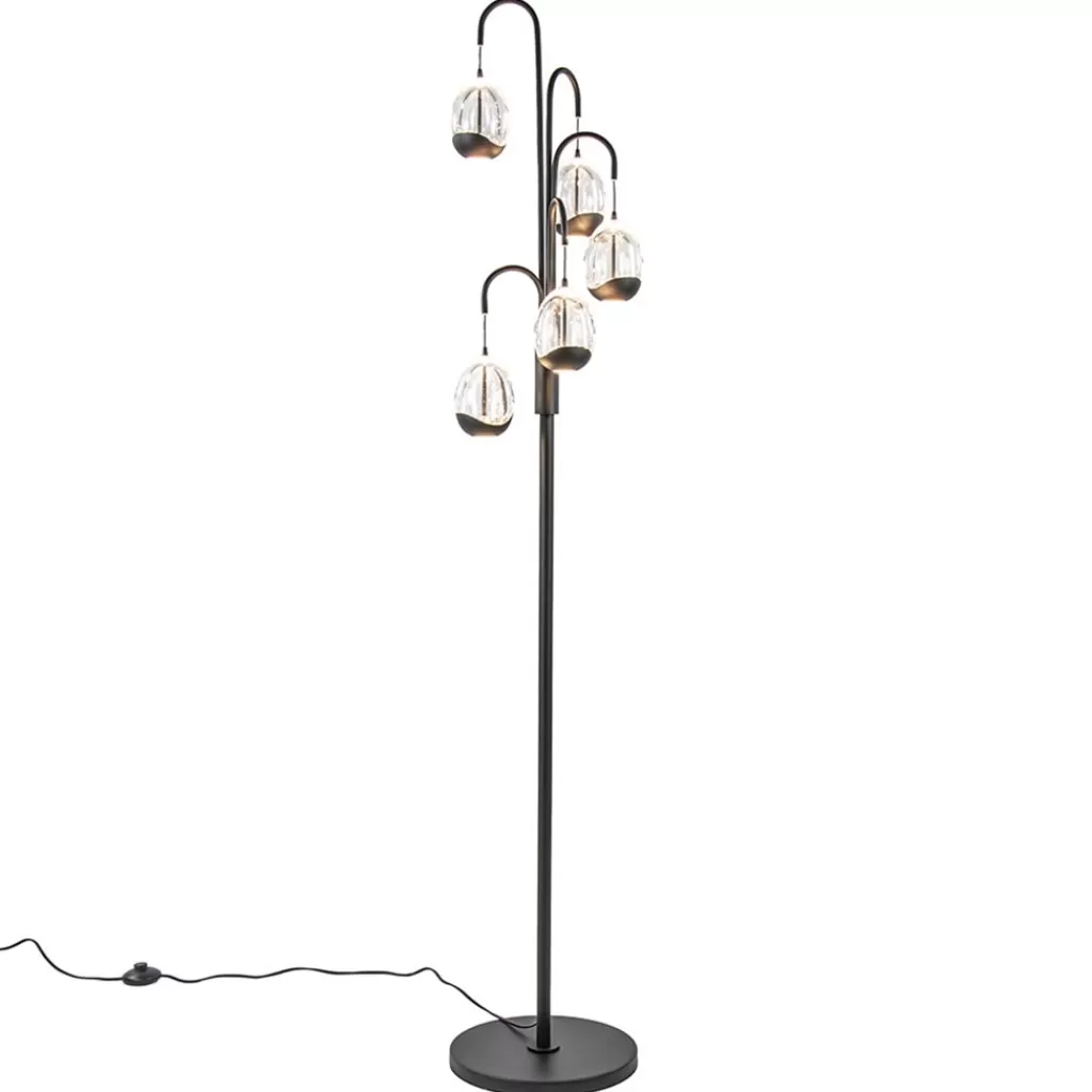 Moderne LED vloerlamp zwart met helder glas>Straluma Hot