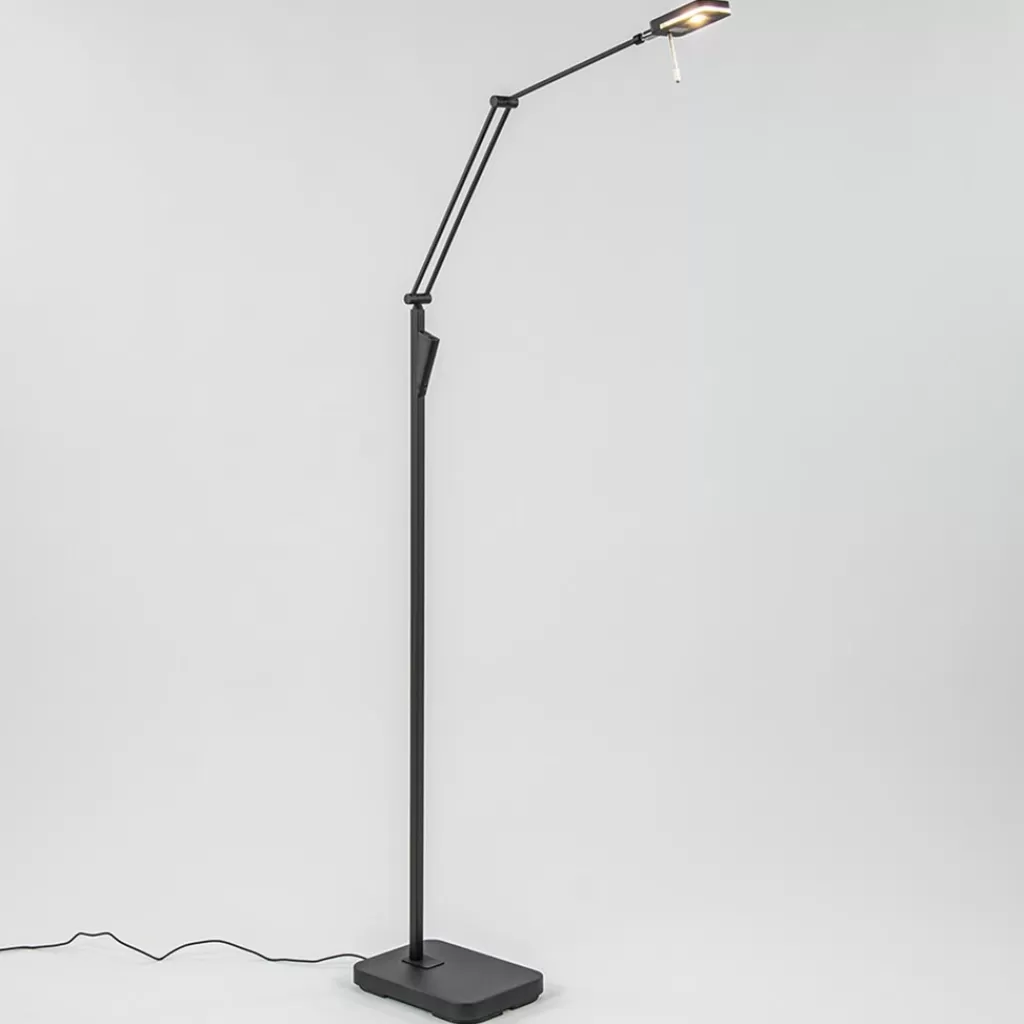 Moderne LED vloerlamp zwart met verstelbare arm>Straluma Hot