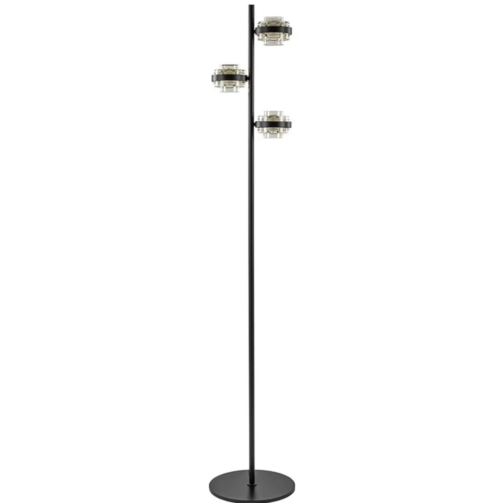 Moderne LED vloerlamp zwart/champagne dimbaar>Straluma Hot