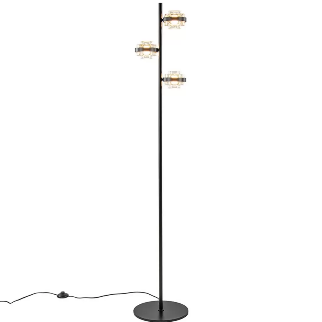 Moderne LED vloerlamp zwart/champagne dimbaar>Straluma Hot