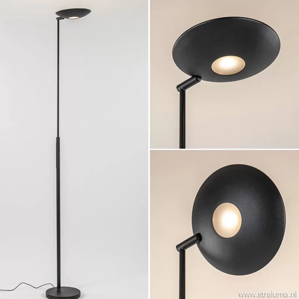 Moderne uplighter zwart met dimbaar LED>Straluma Best