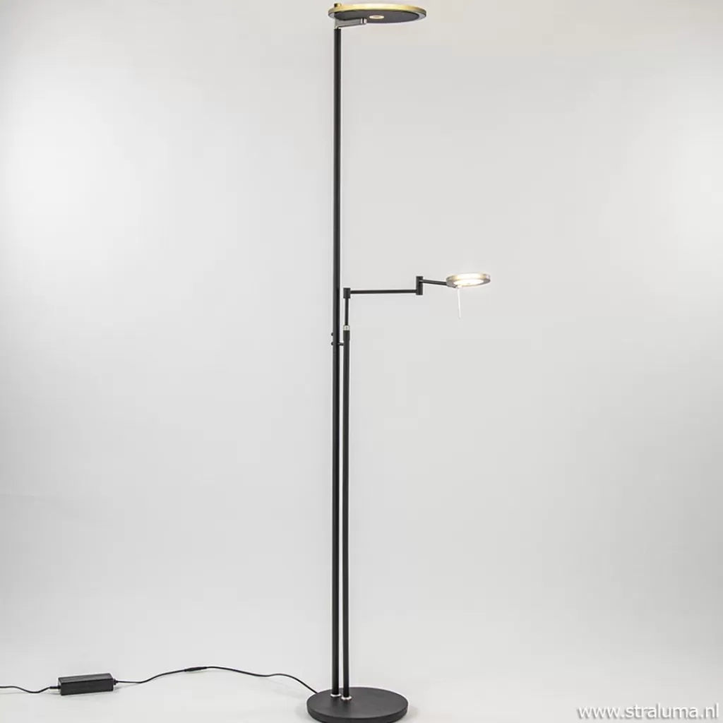 Moderne uplighter/leeslamp zwart met smoke glas>Straluma Cheap