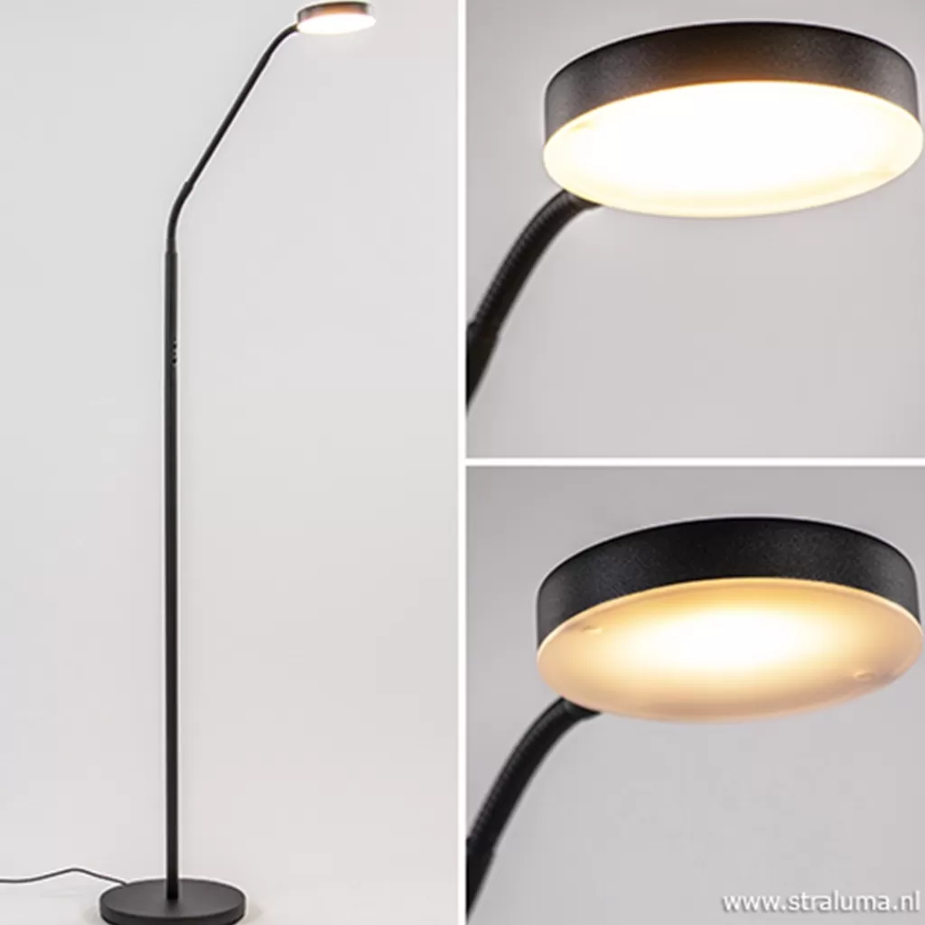 Moderne vloerlamp zwart met dimbaar LED>Straluma Hot