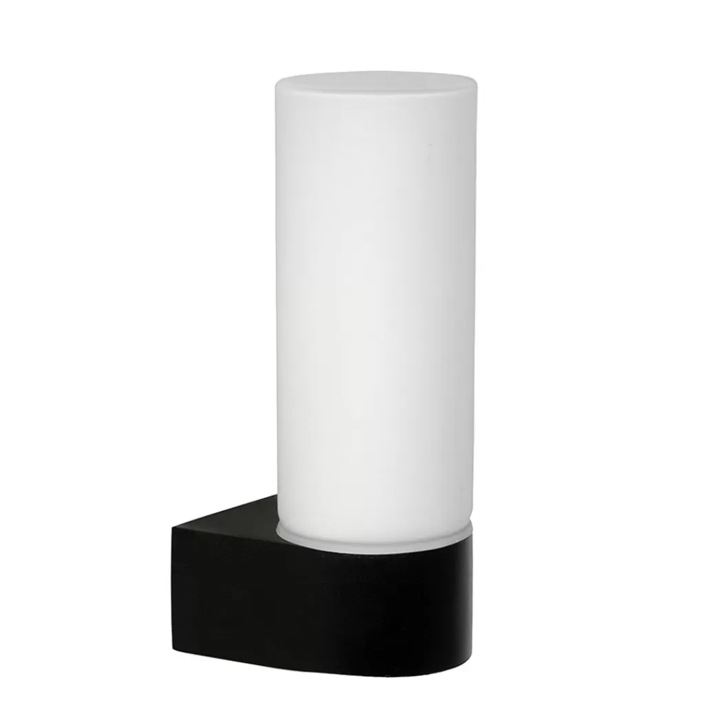 Moderne wandlamp zwart met opaal glas IP44>Straluma Clearance