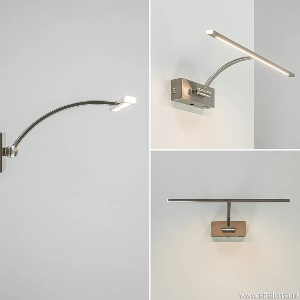 Nikkel LED wandlamp voor boven schilderij>Straluma New