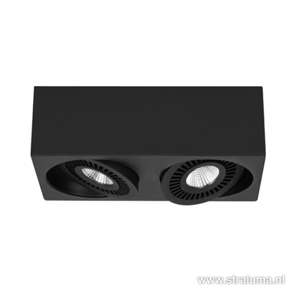 Opbouwspot box zwart 2-lichts led>Straluma Fashion