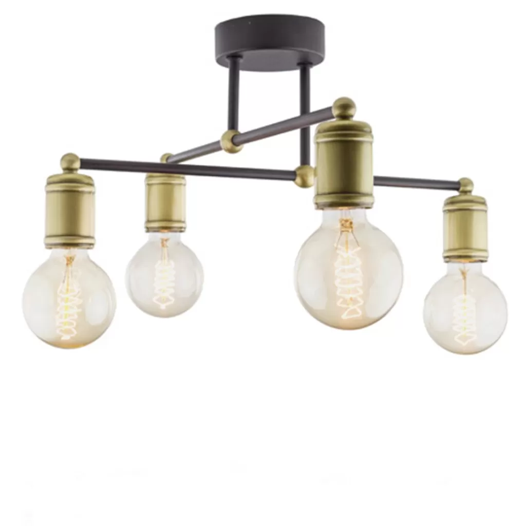 *Plafondlamp basic 4L e27 zwart/brons>Straluma Best