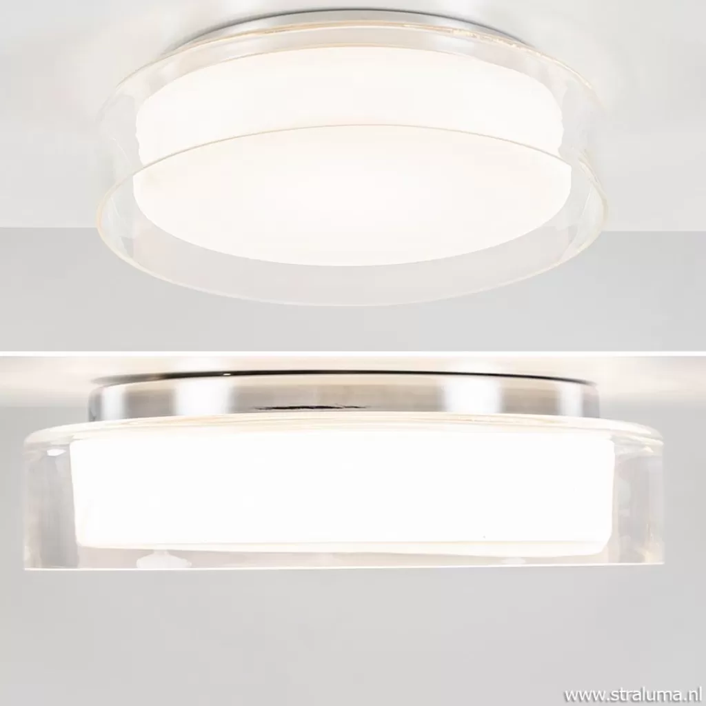 Plafondlamp chroom/clear IP44 3-step dim>Straluma Outlet