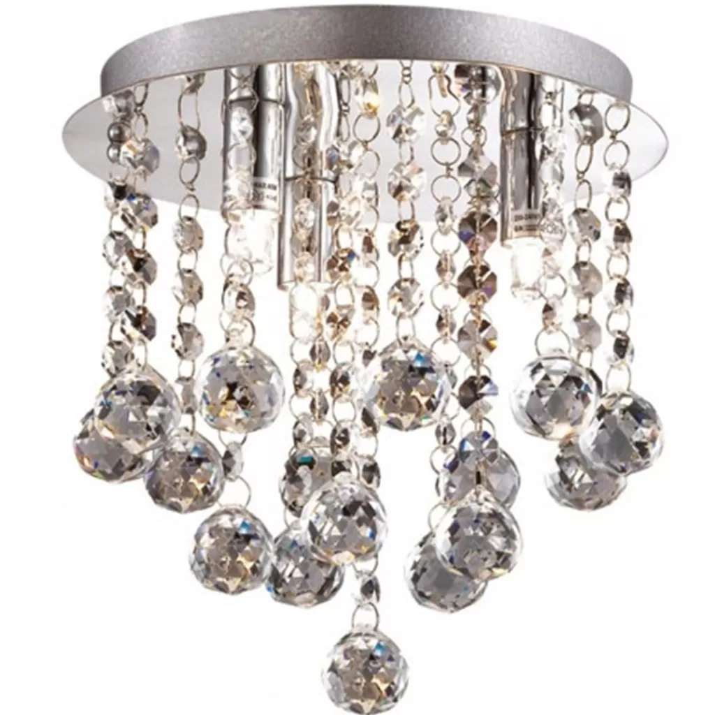 Plafondlamp kristal bollen + chroom 22cm>Straluma Outlet