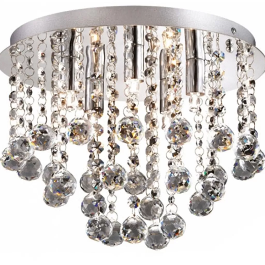 Plafondlamp kristal bollen + chroom 31cm>Straluma Online