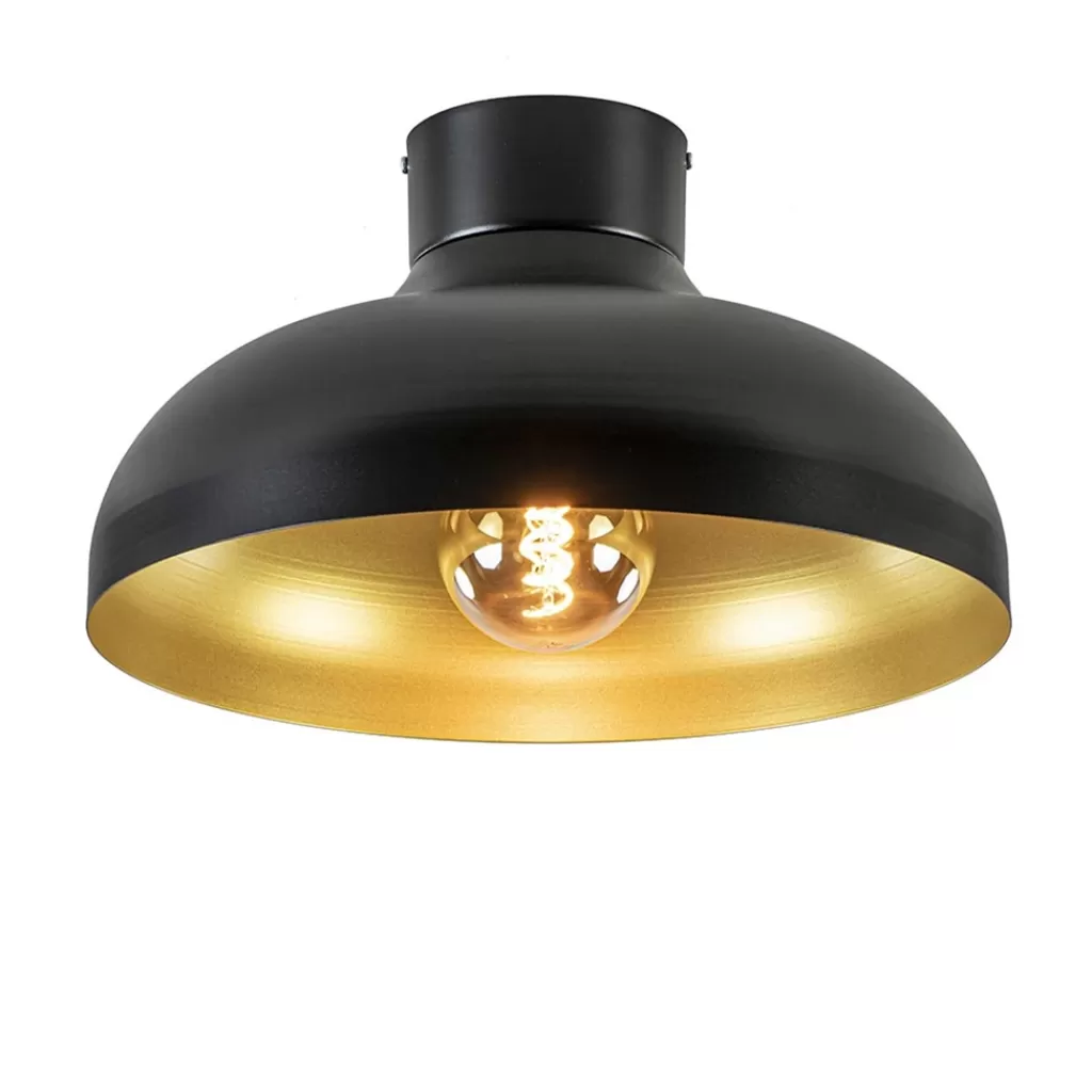 Plafondlamp zwart met gouden binnenkant>Straluma Store