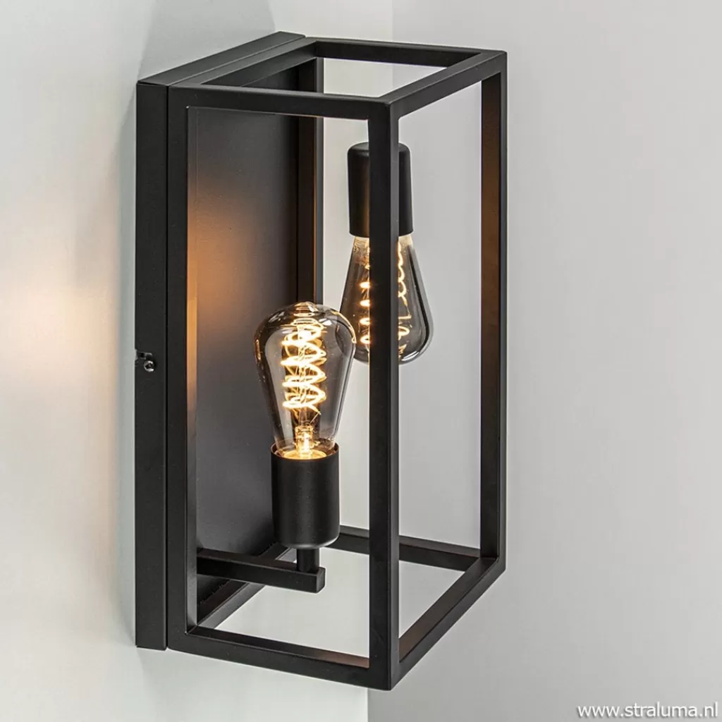 Plafondlamp/wandlamp zwart open frame>Straluma Best