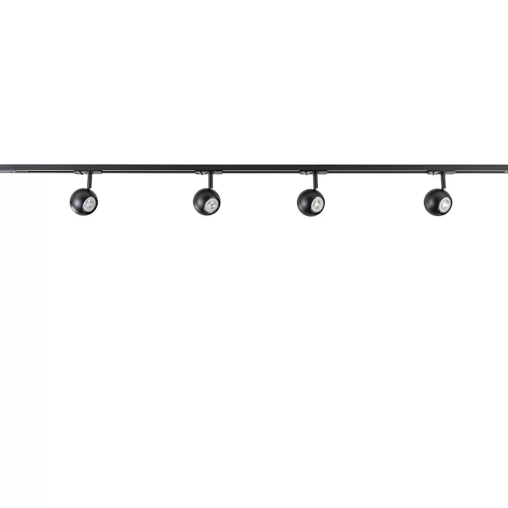 Railsysteem 1-fase zwart inclusief 4 ronde spots>Straluma Clearance